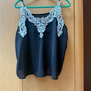 Elegant Black Lace Trim Women's Top